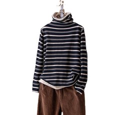 WAWAMOM 여성 겨울 목폴라티 여자 터틀넥 루즈핏 티셔츠 GFA040