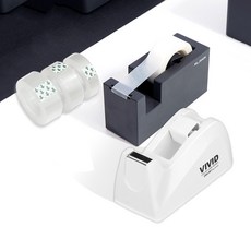 膠帶台 小型桌上型膠帶切割器 透明隱形膠帶座 學生手帳文具, 曲線－白, 白, 1個