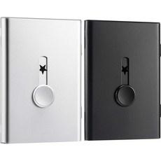 오 2pcs 블랙 실버 명함 홀더 드라이브 스테인리스 스틸 케이스 휴대용 슬라이드 아웃 네임 지갑 남성용 멋진 디자인 포켓, Black/Silver, 2