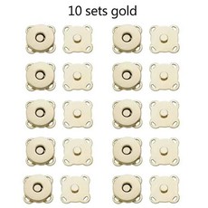 자석 스냅 버튼 메탈 매화꽃 모양 바느질 클라스프 지갑 핸드백 의류 액세서리용, 1개, 2. 10 Sets Golden