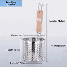 두꺼운 스테인리스 스틸 파스타 도구 깔때기 스트레이너 나무 다기능 손잡이 바구니 채소 (색상-18cm)