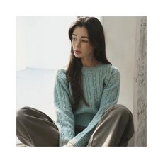 빈트릴 여자 니트 스탠다드 해시태그 로고 울 케이블 크롭 BA243KT501MTDJDH5576377