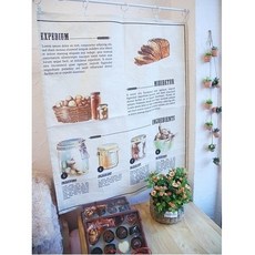 ms 베이커리 가리개커튼 작은창문 린넨면 카페데코 가림막 65x83