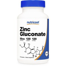 Nutricost 葡萄糖酸鋅 50 毫克膠囊, 120顆, 1個