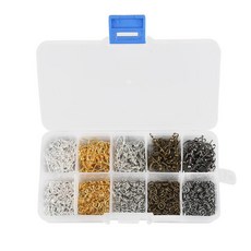 手工DIY飾品配件套裝：項鍊耳環材料包，含九字針龍蝦扣延長鏈鉗子工具, 8號套盒(10格配件套裝), 1個