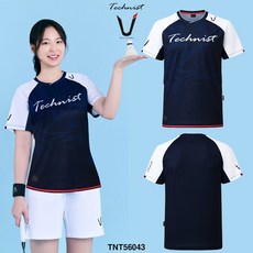 테크니스트 배드민턴 남성 여성 티셔츠 반팔 상의 화이트 네이비 TNT56043 경기복