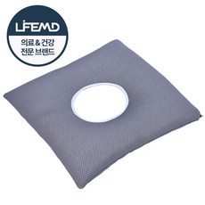 라이프엠디 사각 도넛 방석 임산부 산모 통풍 쿠션 치질 꼬리뼈 통증 방지 휠체어 방석 메모리폼 에어 매쉬 도너츠 차량용 휴대용 다용도, 그레이, 1개