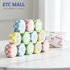 이티씨몰 자가점착 밴드 2.5cm 압박붕대 패턴 2종 모음 체커 치즈 그린 레드 스카이 10+2, 1개