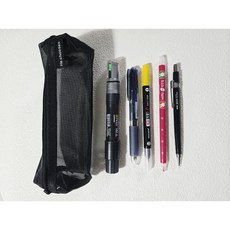 신학기 올인원 메쉬필통 필기구 선물 6종 문구세트, 1개, 블랙(BLACK)
