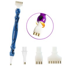 優選熱賣 鑽石畵塑料螺紋點鑽筆 新款螺紋筆頭5D點鑽頭DIY鑽石繡工具套裝, A黑藍, 1個