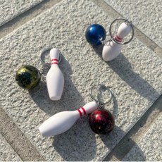 볼링공 키홀더 스포츠 가방걸이 열쇠 반지갑 차키 미니어처 선물 취미 남자, 1개, 레드