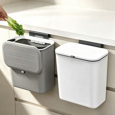 cocol-41 다용도 걸이형 휴지통 주방 싱크대 책상 벽걸이 뚜껑 내장 쓰레기 수거함, 2개, 회색(걸이 포함)