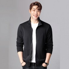 남자 스웻 집업 캐주얼 경량 트레이닝 자켓 아우터, 그레이 100