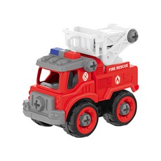 JoyBaby DIY拆裝玩具車 可拆卸擰螺絲益智玩具 耐摔工程車 拆裝車玩具, 消防雲梯車, 1個