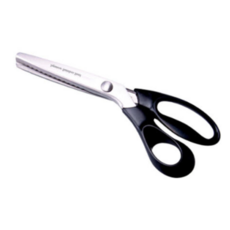 아주문구화신 077원단핑킹가위 (핑킹), 블랙&실버 1개