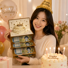 생일용돈봉투 입체팝업 케이크카드 현금봉투 접이식 지폐수납 돈봉투, 1개, 6 개슬롯