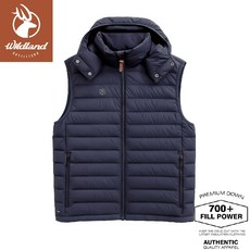 Wildland 荒野 男 700FP 可拆帽 輕暖羽絨背心 藍黑 M