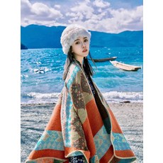 에스닉 니트 숄 머플러 두툼한 겨울용 케이프 스타일 따뜻한 여성용 외출 여행 패션 숄가디건