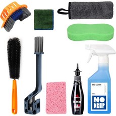 장점 때를 정복하라 오토바이 체인 세척 및 윤활 키트 350ml 강력 디그리저 120ml 부드러운 습식 윤활제 브러시 스크러버 수건 포함 완전 도구 세트