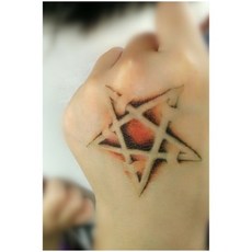 逼真3D六芒星X-222【WAWA TATTOO】防水紋身貼紙微刺青貼紙, 1個