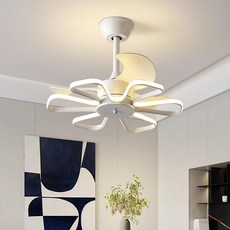 pick 작은방실링팬 조명 미니 거실 선풍기 실링팬, 플로럴 화이트 55cm 티몰 지니 앱 6단