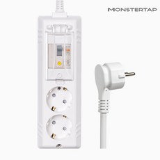 몬스터탭 국산 4000W 고용량 고전력 에어컨 건조기 세탁기 멀티탭 슬림 납작 플러그, 1개, 누전차단 2구 화이트, 1.5m
