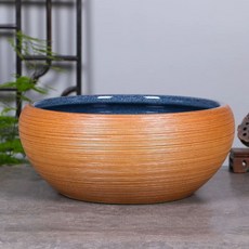 대형 수반 화분 수경 조경 플라스틱옥돌색소형(35cm)바닥무공 옹기 어항 연못 도자기 석회, D. 옐로우 슬래그