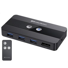 Cable Matters USB 3.0 KVM 스위치 디스플레이 포트 1.4 2대의 컴퓨터용 8K@60Hz / 4K@240Hz 비디오 및 3X 5Gbps 포트 FreeSyn, 1개