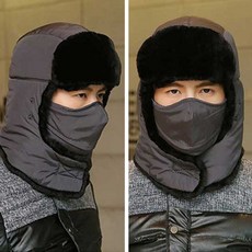 겨울 모자 방한 마스크 겸용 넥 워머 완전 무장 코디, 레드