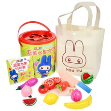 幼福文化 忍者兔蔬菜水果切切樂 24件原木磁性切切組 (含8種蔬果、砧板、木刀)+收納袋+遊戲說明書