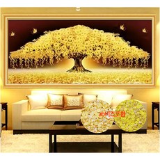 보석자수나라 대형 보석 십자수 비즈 구슬 큐빅 금전수 돈나무 120x50cm, 120x50cm한자없는 돈나무, 1세트