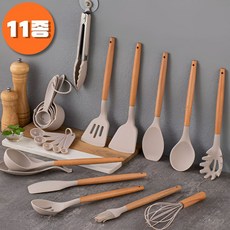 조은마음 실리콘 조리도구 세트 국자 뒤집개 조리기구, 맷그레이, 1세트, 11종 실리콘 집기