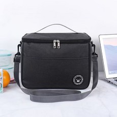 2026 새로운 휴대용 점심 가방 음식 열 상자 어깨 스트랩 절연 케이스와 방수 사무실 쿨러 도시락 상자, Black, S 24x14x17cm