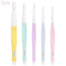 인체 공학적 크로 뜨개질 후크 도구 대형 고무 손잡이 직조 원사, 1개