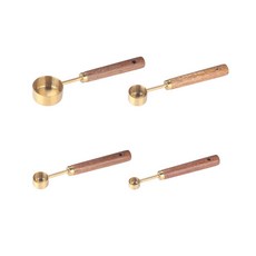 DFMEI 不鏽鋼相思木柄鍍金量勺量杯八件套裝家用烘焙烹飪刻度計量定量匙, 1個