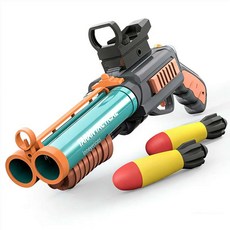 꼬마발명가 남자 어린이 장난감 총 전동 더블 배럴 샷건 산탄총, 1세트, 블랙