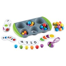 [러닝리소스] 미니 머핀 색분류 수세기 게임 소근육 발달 교구 Learning Resources Mini Muffin Match Math Activity Set, 1세트
