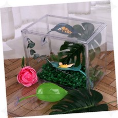 파충류 사육 투명 아크릴 케이스 장식 인조 식물 나뭇잎 은신 공간 조성 용품, 1개, 상세페이지 참조