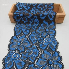 와이드 탄성 레이스 리본 자수 나이지리아 아프리카 패브릭 바느질 웨딩용 흰색 트리밍 야드, 1. Royal blue., 1개