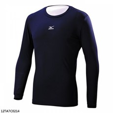 Mizuno 男款圓領長袖緊身衣 吸汗快乾 彈性合身 丈青 [12TA7C0214]