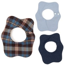 베베띵 마카롱 아기 침턱받이 3종 세트 / 핸드메이드 오가닉 턱받이/ 체크 세일러 침받이, 1개, 3개입, 8번_톰소여의모험+찐한청+하늘색구름