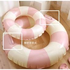 Miss Me 復古條紋充氣游泳圈, 1個, 100#帶把手 適合【微胖