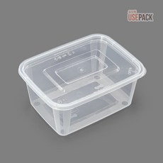 유즈팩 사출 직사각 밀폐용기 1.5L 투명 50개 삼계탕용기, 1개