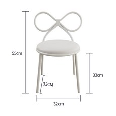 학습의자 플라스틱 가정용 책상용 등받이 리본 디자인 의자, 1개, 4_북유럽화이트좌식높이33