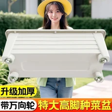 대형 베란다 텃밭 바퀴 2P 플라스틱 플분 옥상 상추 모종 키우기 야외화분 큰화분, 2개, 흰색