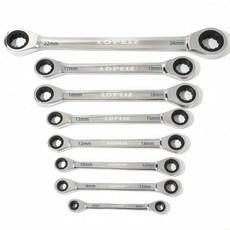 LOPEIZ 로페이즈 72기어 라쳇렌치 8pcs 세트 - 15종 사이즈(6~24mm) 포함, 1세트