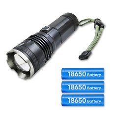 원동쓰 20000루멘 LED 충전식 손전등 7800mAh 대용량 후레쉬 줌라이트, 1개