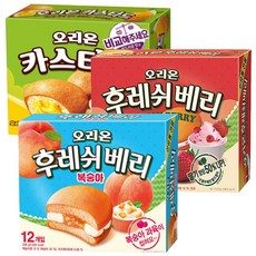 오리온 카스타드 12p 276g 1개 + 후레쉬베리 딸기 12p 336g 1개 + 후레쉬베리 복숭아 12p 336g 1개 (총3개), 1세트, 948g