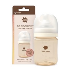 유한킴벌리 그린핑거 베베그로우 젖병 크림160ml (S꼭지 결합) 1P, 1개, 160ml