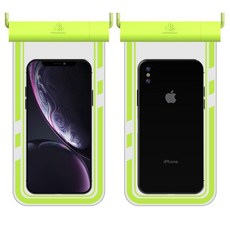 DOOXUU TPU手機防水袋 觸控靈敏 深度潛水保護套, 1個, 透明螢光綠,灰色